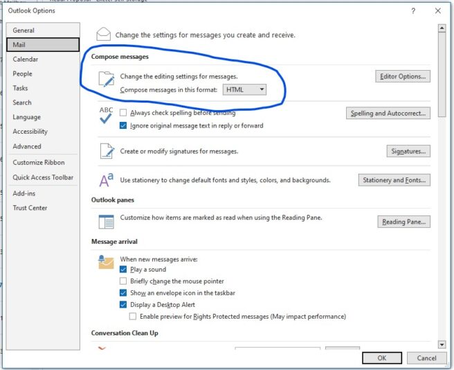 Outlook Settings Screenshot 2022-12-06