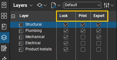 Lock Print Export Layers in Bluebeam