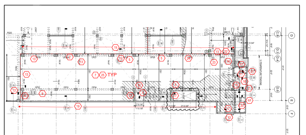 An example of the deliverable provided to our contractor partner after a pre-pour site visit conducted by one of our engineers. The keynoted plan alongside the numbered, pre-populated observations makes it much easier for the contractor to locate and understand what needs to be modified before the pour can commence.