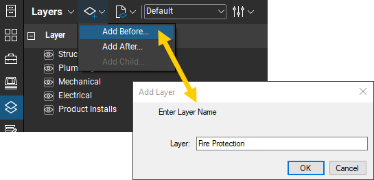 Add a Layer before or after an existing layer