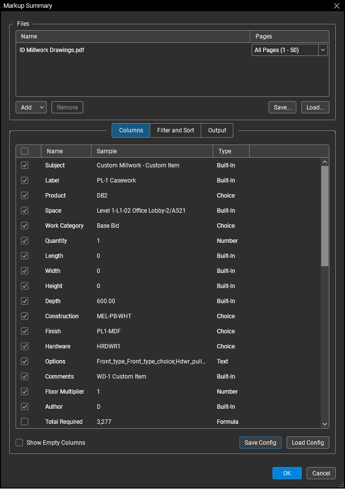 Create a custom export configuration file in Bluebeam