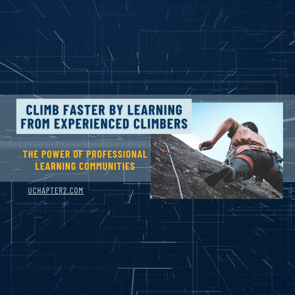 rock climber learning from a more experienced climber above representing professional learning communities in construction