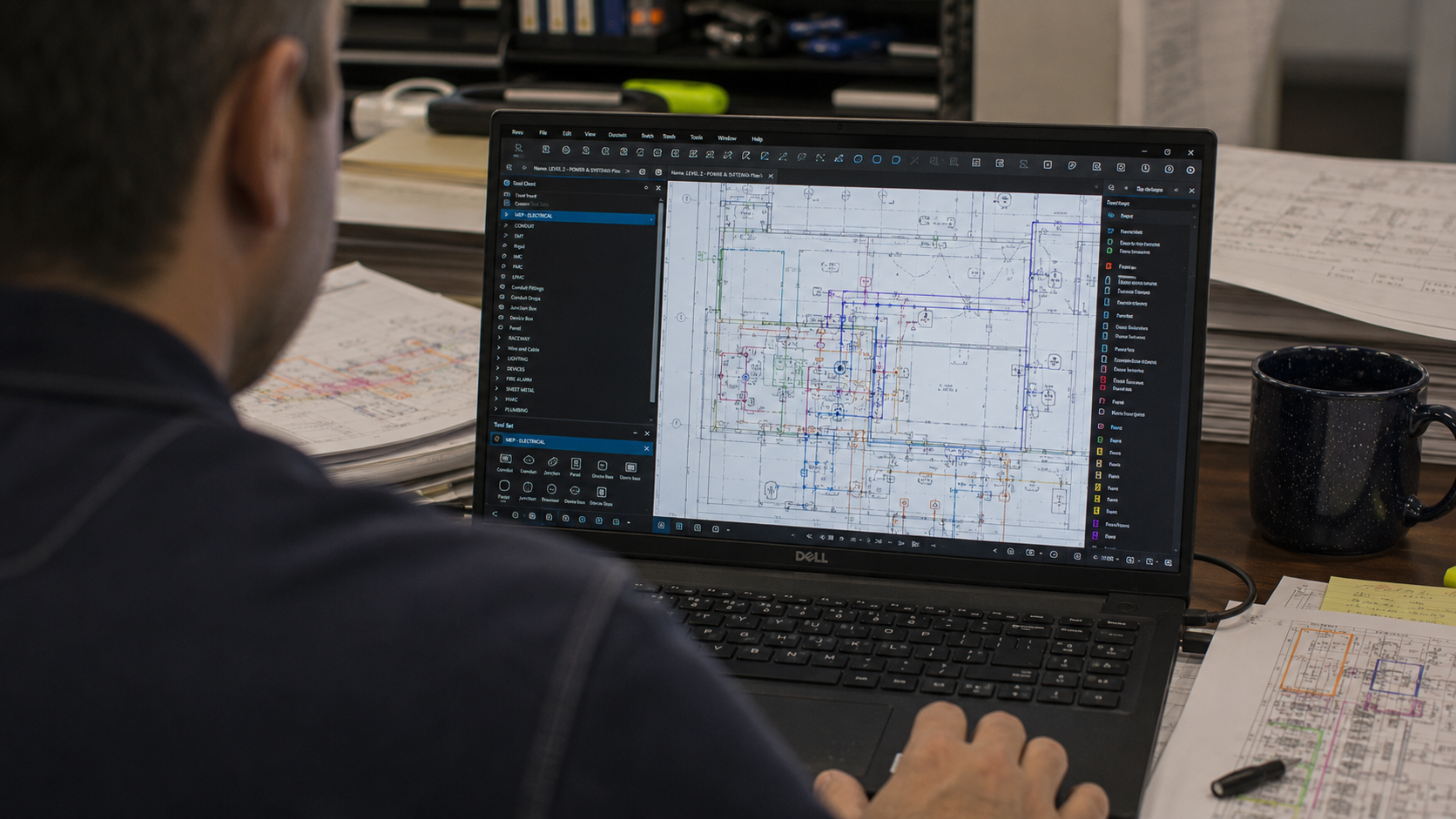 Close-up of a custom Bluebeam Tool Set built for electrical panel schedules and conduit routing workflows.